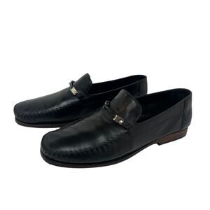 Bruno Magli Mens Teodoro Loafer Size 11.5 Bit Strap Black Nappa Leather Resoled